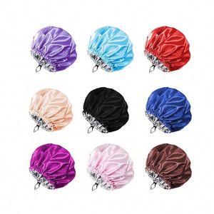 Bonnet de nuit en satin réglable avec logo personnalisé, grand format, doux pour les cheveux, pour femmes et filles, cadeaux promotionnels - Product Image 1
