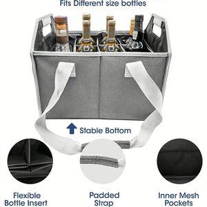 12 Bottles <b>Wine</b> Carrier Tote Thermal Padded <b>Wine</b> Tote <b>Bag</b> Reusable Glasses Liquor Bottle Storage Collapsible Ratafia Travel Case - Product Image 4