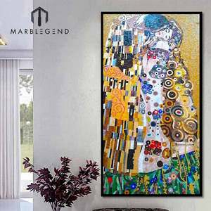 Mosaico Personalizzato con Ritratto di Personaggi, Design Ispirato a Gustav <span class=keywords><strong>Klimt</strong></span> '<span class=keywords><strong>Il</strong></span> Bacio', Murale in Mosaico, Pannello con Motivi Religiosi - Product Image 5