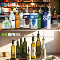 Verseurs en acier inoxydable pour bouteilles de vin, huile d'olive et vinaigre, avec bec verseur conique et bouchons anti-poussière scellés
