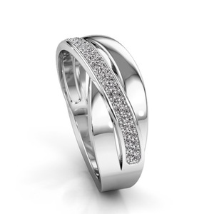 Elegante anello a onda incrociata per donna, design scintillante con intarsi, gioielli alla moda per feste - Product Image 3