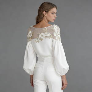 <span class=keywords><strong>Blusa</strong></span> de <span class=keywords><strong>Encaje</strong></span> con Estampado Floral para Mujer, Venta al por Mayor, Personalizada, de Satén y Seda, <span class=keywords><strong>Manga</strong></span> <span class=keywords><strong>Larga</strong></span>, Talla Grande, Informal de Oficina, Elegante, de Verano - Product Image 2
