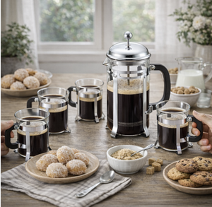 Cafetière <span class=keywords><strong>à</strong></span> piston en verre borosilicate 1000 ml avec tasses en verre et <span class=keywords><strong>mousseur</strong></span> <span class=keywords><strong>à</strong></span> <span class=keywords><strong>lait</strong></span> <span class=keywords><strong>manuel</strong></span> – Vente directe usine – Tendance 2026 - Product Image 3