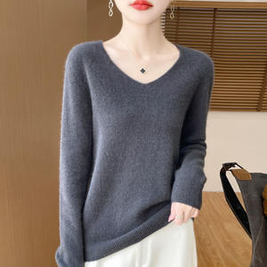 <b>Women's</b> <b>woolen</b> <b>sweater</b> V-neck knitted top outer wear slim bottoming shirt - Product Image 3