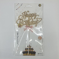Hot Selling Cursive Plastic 3D Alles Gute zum Geburtstag Baby party Cake Topper Süße Kuchen Pick für Geburtstags torte Dekor