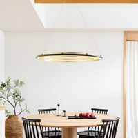 Lustre perforé à DEL simple (35 ")1750 lumens par lumière Auvent en fer et cadre en finition bronze Hauteur de suspension réglable.