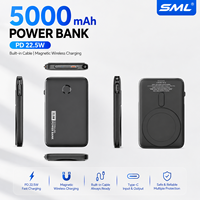 Nouvelle Batterie Externe Magnétique Sans Fil Mini 5000 mAh à Charge Rapide PD22.5W avec Câble Type C Intégré – Fournisseur OEM/ODM Personnalisé
