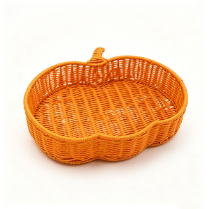 ตะกร้าหวายขนาดเล็กสไตล์โบโฮสำหรับตกแต่งฮาโลวีน ถาดหวายอเนกประสงค์สำหรับจัดเก็บในครัวและเสิร์ฟขนม - Product Image 3