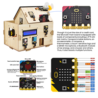 Keyestudio-Kit de iniciación de Microbit para casa de madera, equipo de automatización de Panel de energía Solar para niños