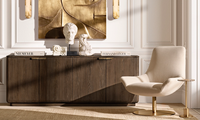 Meuble TV double en bois de chêne pour salon, buffet 4 portes en bois de chêne