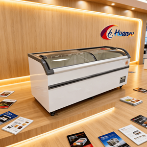 Congélateur commercial de style européen, vitrine à crème glacée, porte coulissante en verre incurvé - Product Image 1