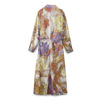 Robe longue décontractée à col rabattu, manches longues, boutons, imprimé multicolore, mode pour femmes