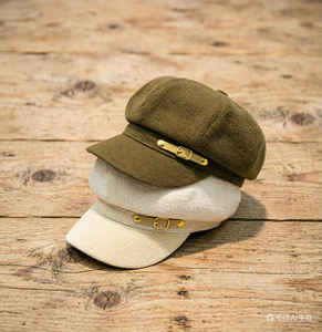 Chapeau octogonal pour femme avec boucle de ceinture, couleur unie, style peintre, décontracté, pour adultes, idéal pour l'automne et l'hiver - Product Image 2