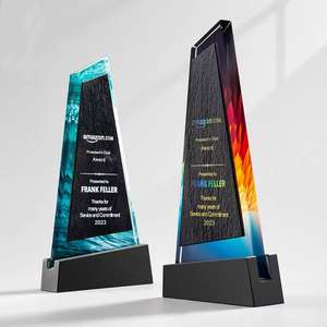 Trofeo de Cristal Personalizado |   Premio con Base de Mármol Grabada con UV para Reunión Anual y Reconocimiento al Personal Destacado - Product Image 3