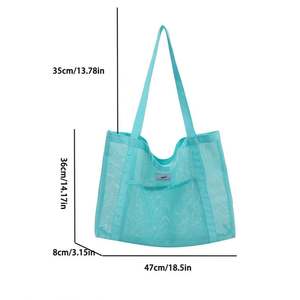 Bolsa de Playa de Malla Personalizada para Mujer, Bolso de Hombro, Bolso de Gran Capacidad para Actividades al Aire Libre - Product Image 5