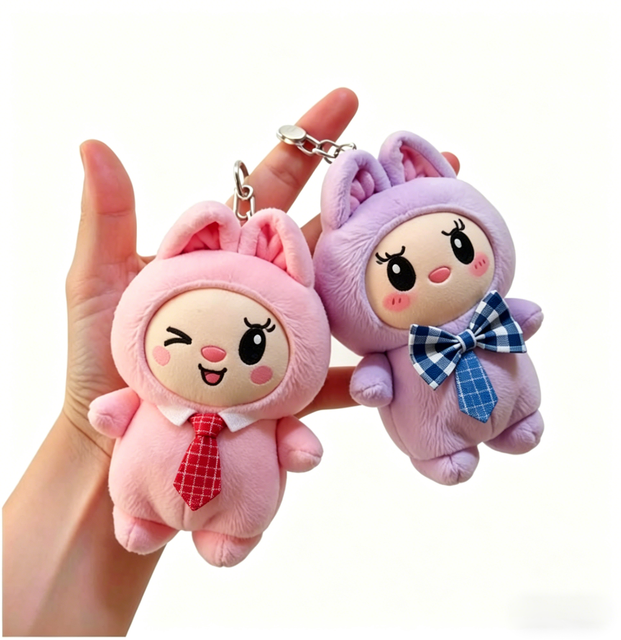 Funbox Custom Plush Figure Toys Kawaii Labobu Keychains Cute Stuffed Plush Animal Toys Custom Labubo Plush Keychains Toys