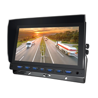 Moniteur de camion IPS 9 pouces 600 nit | Prise d'aviation à 4 broches | Entrée vidéo à 3 canaux avec déclencheur | Caméra de recul 1080P encastrée en caoutchouc pour bus et camping-car, pour la sécurité