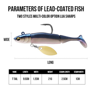 Leurre de pêche en forme de poisson noir, emballage en boîte, 95 mm, 20 g, tête de jigging, silicone souple avec queues supplémentaires, appâts wobblers pour la pêche au <span class=keywords><strong>black</strong></span> <span class=keywords><strong>bass</strong></span>, au brochet, leurre - Product Image 2