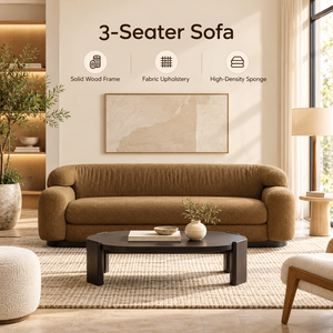 Modern 3 Seater Fabric <b>Sofa</b> with Solid <b>Wood</b> <b>Frame</b> High Density Foam Cushions Comfortable Upholstered Couch for Living Room - Product Image 3