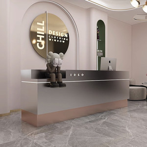 Escritorio Minimalista de Lujo en Acero Inoxidable para Salón de Belleza, Peluquería, Estudio de Yoga, Tienda de Ropa y Pequeño Bar o Recepción - Product Image 2