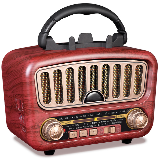 Vintage Retro Radio Wireless Speaker Stereo Sound AM FM BT5.0 TF Card MP3 Player Rechargeable Retro Radio