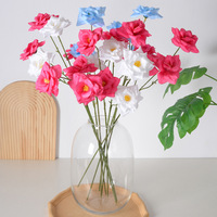Bouquet artificiel de 3 têtes de roses en soie et de camélias pour centre de table de mariage, décoration de salon et de hall