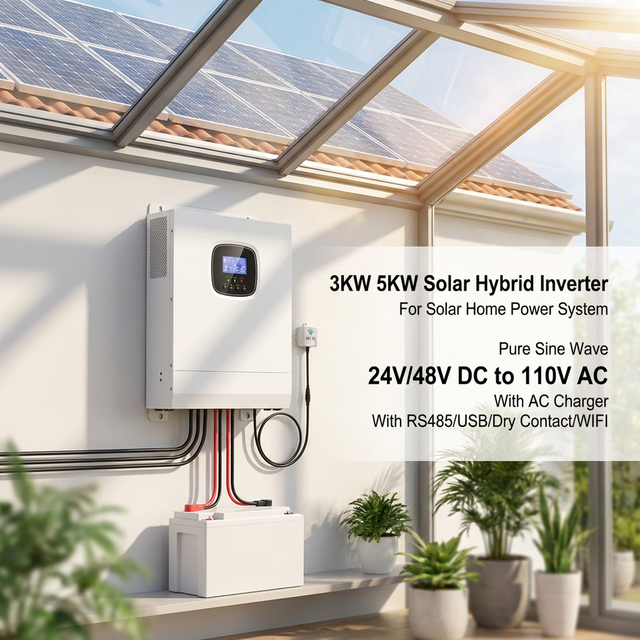 SRNE 3000W/5000W 110VAC 24V/48VDC Single Phase Solar Hybrid Inverter 60A MPPT Solar Charge Controller Pure Sine Wave Grid
