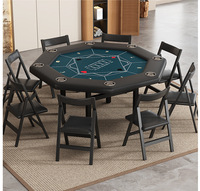 Table de poker pliante octogonale Hanhong avec bord rembourré, 8 porte-gobelets, pliable et portable pour la maison, les clubs, les salles de jeux multifonctionnelles