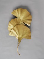 Applique murale en fer de style américain, décorée de feuilles de Ginkgo, en or et argent, de style vintage et de luxe léger, lampe LED en forme d'éventail pour salon