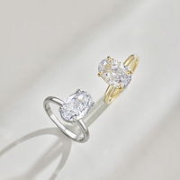 Dylam Bagues de Fiançailles, de Promesse et de Mariage en Argent Sterling 925 Plaqué Or 18K Rhodié, Solitaire 3,5 Carats 8A Taille Givré