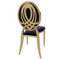 Chaise de mariage de luxe en acier inoxydable doré, dossier décoratif rembourré noir, chaise de banquet pour événements