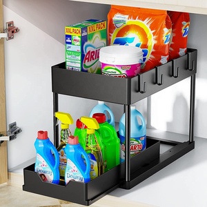 Factory Custom Wholesale Sliding Cabinet Basket Organizer Drawers Multi-purpose Under Sink Organizers And Storage With Hooks