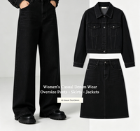 Tissu denim noir non extensible, tissé uni, teint, 70% coton, 30% polyester, 12,4 oz, poids lourd, durable, vêtements décontractés et tendance