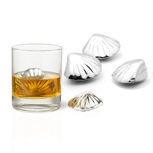 ก้อนน้ำแข็งโลหะทรงเปลือกหอย304 SS หินชิลเลอร์น้ำแข็งน้ำแข็งทำจากหินทำให้ชิลเลอร์วิสกี้ไวน์ใช้ซ้ำได้4ชิ้น - Product Image 3