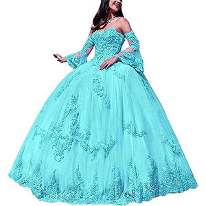 Vestidos De Quinceañera Rosa 3D flor encaje <span class=keywords><strong>vestido</strong></span> De baile desfile fiesta dulce 15 16 vestidos con manga Vestidos De Fiesta - Product Image 3