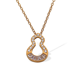 Collier pendentif gourde en alliage de zinc doré, serti de zirconium blanc, chaîne claviculaire pour femme, bijou cadeau - Product Image 5