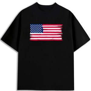 T-shirt col rond pour homme, poids lourd 180 g/m², avec drapeau américain, 100 % coton, expédié depuis un entrepôt aux États-Unis - Product Image 1
