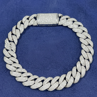 Collar de Diamantes Moissanite VVS de 5-6 Hileras, Estilo Hip-hop, Cadena Cubana con Acabado Plateado para Hombre