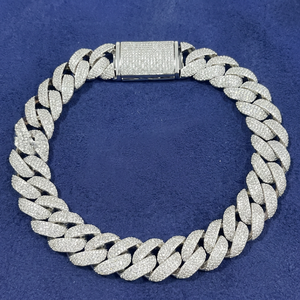 Collar de Diamantes Moissanite VVS de 5-6 Hileras, Estilo Hip-hop, Cadena Cubana con Acabado Plateado para Hombre - Product Image 1