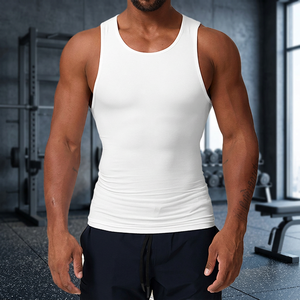 Wholesale Mens Knitted <b>Stringer</b> Tank Top Quick Dry Moisture Wicking Workout Running <b>Vest</b> Breathable Fitness Training Sports Wear - Product Image 2