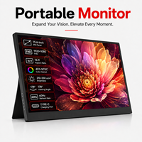 Écran portable GetMi OEM 15,6 pouces avec haut-parleurs intégrés, lecture multimédia, prise en charge des clés USB C, moniteur portable sans fil