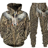 Vêtements de chasse d'extérieur Veste Jungle Biomimetic Camouflage Uniforme Camo Set Waterfowl Upland Fishing Hunting Hoodie Suit