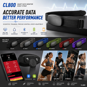 Monitor de Ritmo Cardíaco xBandi CL800 con Correa para el Pecho, Bluetooth 5.0, ANT+, IP67, Resistente al Agua, Rastreador de Actividad en Tiempo Real para Correr, Ciclismo y Yoga - Product Image 1