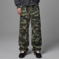Pantalon de survêtement camouflage pour homme, coupe large, taille élastique avec cordon de serrage, poches contrastées, logo personnalisé