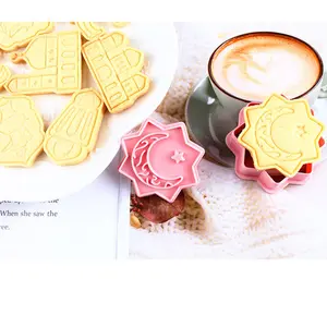 Biscuit Schimmel Diy 3D Bakken Tools Plastic Ramadan Cookie Cutter Eid Mubarak Cakevorm Voor Islamitische Moslim Keuken Dessert