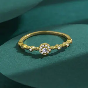 Handmade Jewelry Wedding Engagement 14 K Gold Ring Cubic Zirconia Diamond 925 Sterling Silver 14K Gold Plated Rings