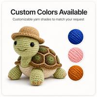 Peluche tortue verte tricotée promotionnelle, adorable jouet animal en peluche tortue verte tricotée, tortue verte tricotée avec chapeau