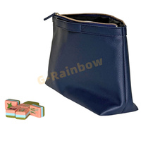 Sac pour tuiles de mahjong en cuir pleine fleur bleu marine 13"x3.7x7.7" - Sac pour tuiles et accessoires de mahjong