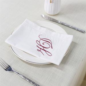 منديل قطني ممتاز من الكتان غرزة هيمبستيتش 20x20 أبيض مطرز مخصص غرزة هيمونغرام فارغة لحفل الزفاف - Product Image 1