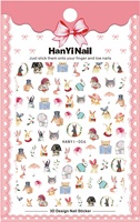 HANYI-077 dessin animé Nail Art autocollant mignon Animal Image bricolage ongles accessoires 3D chat ongle autocollant